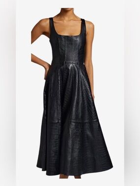 Anthropologie Avec Les Filles Black Faux-Leather Maxi Dress